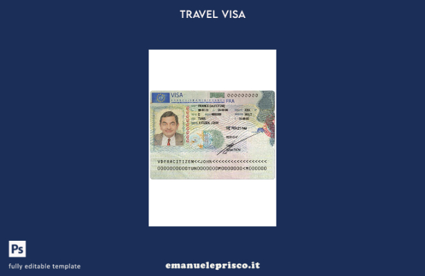 modello di visto Schengen per la Francia ( presente) in stile verificato